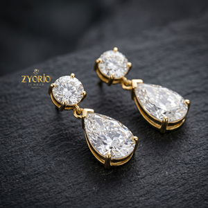Boucles d'oreilles pendantes de luxe pour femmes Zyorio Jewels en or 14 carats avec diamant taille poire certifié IGI - Product Image 5