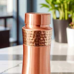 Copper <b>Water</b> <b>Bottle</b> Minimalist Design Portable Travel Drinkware Reusable Eco-Friendly Lids Included - Product Image 2