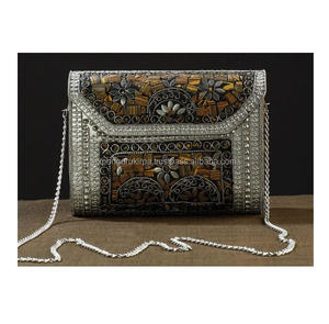 Mosaico estilo indio bohemio bolsos de mensajero de lujo de noche bolso de mano de Metal mujeres Boho boda hecho a mano bolsos al por mayor - Product Image 5