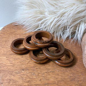 แหวนผ้าเช็ดปากงานแต่งงานทำมือจากไม้ เป็นมิตรกับสิ่งแวดล้อม หรูหรา ตกแต่งโต๊ะอาหาร อุปกรณ์เสริมสำหรับโรงแรม โดย Tradebyd - Product Image 1