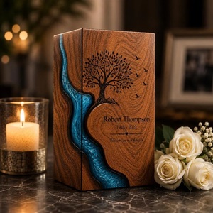 Personalized American Style Eco-Friendly Durable Wooden Cremation Urn <b>Box</b> for Human Ashes Handmade Tree Life <b>Memorial</b> Keepsake - Product Image 5