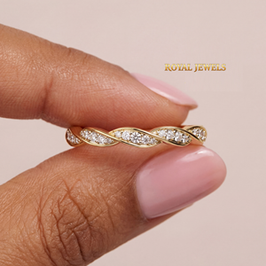 Women's 925 Sterling <b>Silver</b> Moissanite Twist <b>Eternity</b> <b>Ring</b> Rose Gold Plated Wedding Anniversary Band - Product Image 3