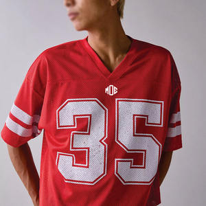 เสื้อเจอร์ซีย์อเมริกันฟุตบอลพรีเมียมขายส่งแบบยูนิเซ็กส์ สตรีทแวร์ทรงโอเวอร์ไซส์ แขนสั้น ผ้าโพลีเอสเตอร์ เสื้อกีฬา รับผลิตตามแบบ OEM จากผู้ผลิต - Product Image 3