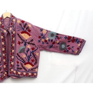 Chaqueta Bordada Suzani Vintage TNT Hecha a Mano Multicolor, Ropa de Mujer, Abrigo, Chaqueta Larga de Algodón con Bordado Suzani - Product Image 3