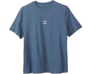 Camiseta de punto azul jaspeado para hombre, corte holgado, cuello redondo, manga corta, estampada, transpirable, ecológica, informal - Product Image 3