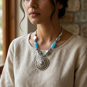 Eco Friendly Design Necklace <b>Set</b> for Women Festive Wear Lightweight Jewelry with Earrings Available at Good Price - Product Image 2