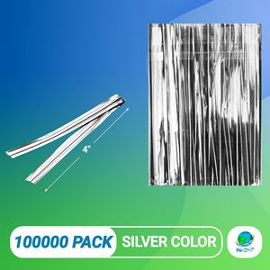 Lot de 100000 attaches torsadées en feuille d'aluminium argent métallique de 4 \ "Sacs de rangement polyvalents réutilisables pour les friandises au pain - Product Image 2