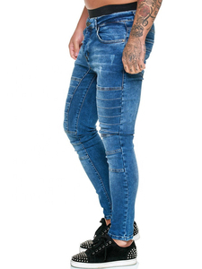 Jeans Ajustados de Algodón de Alta Calidad para Hombre, Diseño Personalizado con Cuatro Bolsillos, Cintura Ajustable, Estilo Hip Hop, Servicio OEM, Logotipo en la Cintura - Product Image 4