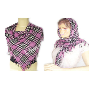 Écharpe de cou jacquard tricotée à carreaux, design carré personnalisé pour l'été, écologique, douce, légère, châle de mode - Product Image 3