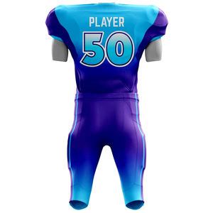 Conjunto de Uniforme de Fútbol Americano para Hombre, Sublimado, Manga Corta, Absorbente de Humedad, Ajustado, Degradado Azul Morado 50 - Product Image 4