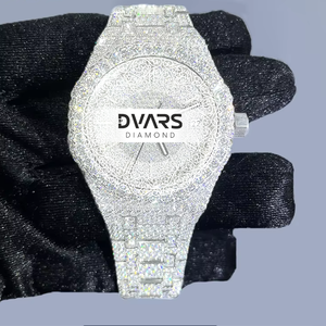 นาฬิกาข้อมือ Radiance Quartz Alloy ประดับเพชร Moissanite สี D ระดับความสะอาด VVS1 กระจกเคลือบเพชร สายขนาด 20 มม. หรูหรา ระดับไฮเอนด์ - Product Image 3