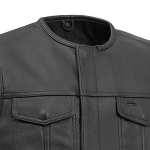 Chaleco de Motocicleta de Cuero Genuino para Hombre, con Correa Lateral Ajustable, Cierre de Cremallera, Ropa Exterior Cortavientos para Conducir en Invierno - Product Image 2