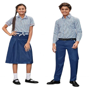Exclusivo Conjunto Escolar Unisex de Alta Calidad para Niños, Combinación de Parte Superior e Inferior a Cuadros, Parte Superior Lisa, Parte Inferior con Logotipo Personalizado - Product Image 5