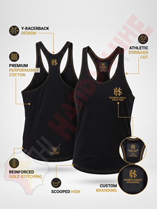 เสื้อกล้ามออกกำลังกายผู้ชาย HANDSCHUHE INDUSTRIES ผ้าสแปนเด็กซ์/คอตตอน ระบายอากาศได้ดี สำหรับเพาะกาย ฟิตเนส และการออกกำลังกาย สามารถสั่งทำได้ - Product Image 6