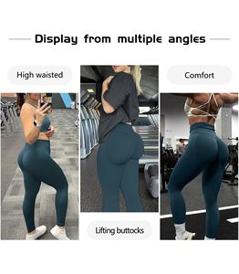 Women Running Leggings Compression Scrunch Butt <b>Tummy</b> <b>Control</b> High Waisted Solid Sports Butt Lifting Workout Gym Tight Yoga Pant - Product Image 6