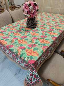 Premium cotton hand block printed <b>table</b> <b>cloth</b> for hotel wedding home party in rectangle square <b>round</b> shape handcrafted in Jaipur - Product Image 4
