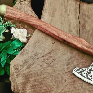 Hacha tomahawk de acero inoxidable, mango de fresno envuelto en cuero, mango de palisandro, hacha de supervivencia, hacha hecha a mano para hombres - Product Image 6