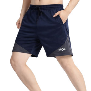 Pantalones Cortos Deportivos Casuales para Hombre MOE, con Bloques de Color, Cintura Elástica, Poliéster, Ropa Deportiva para Gimnasio, Producción OEM de Fábrica - Product Image 1