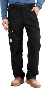 Men's <b>Black</b> Cotton <b>Work</b> <b>Pants</b> With Multiple Pockets Abrasion Resistant Elastic Waist Cargo Trousers - Product Image 3