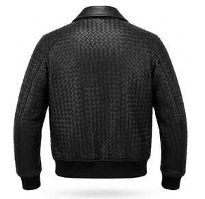 Mens Genuine Sheep Skin Leather Bomber Aviator Casual OEM Biker <b>Racing</b> Eco-Friendly Winter Crocheted Quick Dry Breathable <b>Jacket</b> - Product Image 2