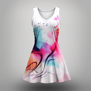 Robe de sport pour femme en micro-mesh 100% polyester à séchage rapide, imprimée sur mesure par sublimation, anti-bactérienne et respirante pour le netball - Product Image 1