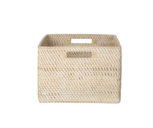 Artex HaiNam <b>Rectangular</b> Natural Rattan Storage <b>Basket</b> With Handles Rustic Multi-Purpose Organizer - Product Image 3