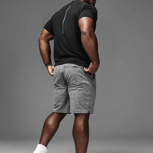 Shorts Bermuda en coton uni pour homme, taille élastique, décontracté, respirant, taille mi-haute, gris - Product Image 3
