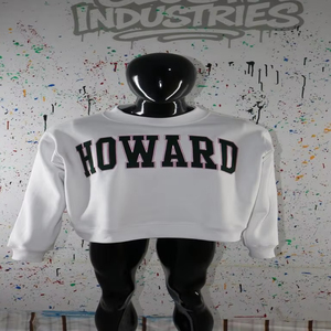 HOWARD WHITE <b>Mock</b> <b>Neck</b> Sweatshirt 100% GREEN Applique Embroidery wide <b>neck</b> Sweatshirt Finer Threads - Product Image 1