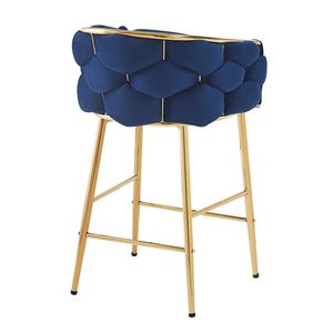 Set di sgabelli da 28 ''moderni da banco 2 sgabelli da Bar con struttura in ferro blu scuro morbido con cuscino posteriore poggiapiedi Versatile per la sala da pranzo della cucina - Product Image 6