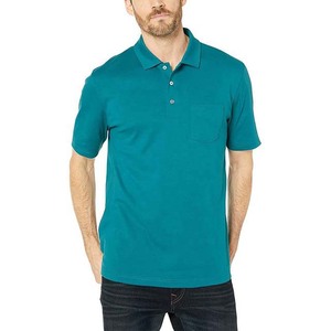 Polo en coton Oxford uni bleu sarcelle pour homme, manches courtes, avec poche poitrine, style décontracté, tissu respirant, coupe classique - Product Image 6