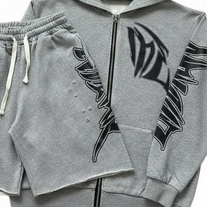 Ensemble de survêtement vintage personnalisé pour hommes en molleton, sweat à capuche et short en coton, streetwear de haute qualité, tenue d'été - Product Image 3