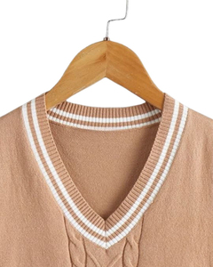 Elegante Chaleco de Punto a Rayas 100% Acrílico para Hombre, Corte Ajustado, Sin Mangas, Grueso para Invierno, Chaleco Suéter de Caballero - Product Image 2