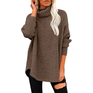 Trending Item 2024 Custom Women's Plus Size Casual Knitted Turtle Neck Sweater High Quality Any Design Low Cost From Bangladesh