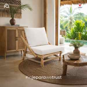 Chaise longue confortable en teck massif naturel de luxe, écologique, pour salon moderne, villa, patio - Artisanat indonésien - Product Image 6