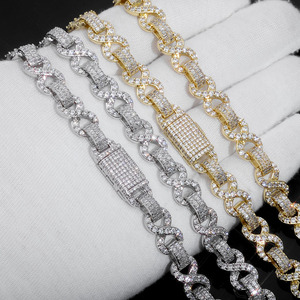 Mens 925 Silver Moissanite Cuban Link Chain Iced Pave Interlocking Link <b>Statement</b> <b>Necklace</b> Luxury Fashion Jewellery - Product Image 4