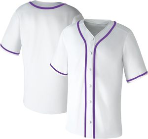 Maillot de baseball blanc à col en V et manches courtes avec bordure violette, chemise décontractée pour l'été - Product Image 4