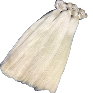 Extensions de cheveux vietnamiennes lisses naturelles blondes, éclaircissant, sans enchevêtrement, cuticule alignée, matière première à double tirage, vente en gros - Product Image 1