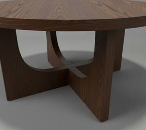 Table basse ronde moderne en bois d'hévéa durable et placage de chêne MDF KD avec design décoratif, garantie 1 an - Product Image 3