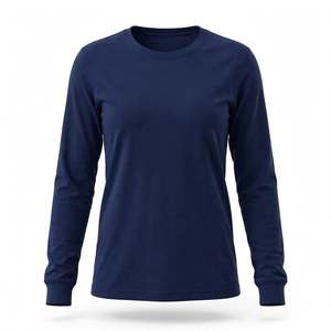 T-shirt décontracté à manches longues et col rond pour femme, 100 % coton, coupe classique, couleur unie, exporté du Bangladesh - Product Image 1