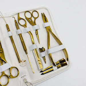 Gold Plasma Hair Extension Tools Kit – Flat I Tip Plier with Hair Clips, <b>Razor</b> & Scissor <b>Set</b> for Salon Professionals - Product Image 2