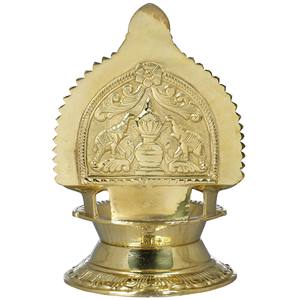 โคมไฟทองเหลืองขนาดใหญ่5นิ้วทำด้วยมือพร้อมสัญลักษณ์ vaishnava ของตกแต่งบ้านที่เป็นเอกลักษณ์จากอินเดียใต้สำหรับเป็นของขวัญผลิตในอินเดีย - Product Image 4