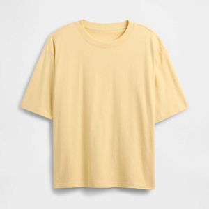 เสื้อยืดผู้ชายไซส์ใหญ่ สีเหลือง ผ้าฝ้าย 100% แขนสั้น คอกลม ทรงลำลอง สีพื้น ผ้าเจอร์ซีย์ ระบายอากาศได้ดี เป็นมิตรกับสิ่งแวดล้อม - Product Image 1