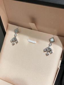 14K White Gold Lab Grown Diamond Princess <b>Drop</b> Earrings Classic Diamond Dangle Earrings for Women Fine Jewelry Style - Product Image 4