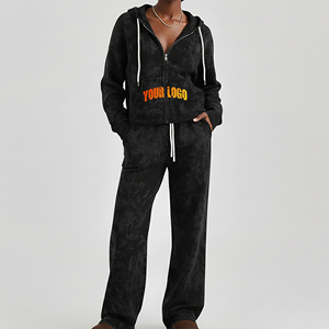 Conjunto Deportivo de Invierno para Mujer, Estilo Casual, Bordado, con Cierre, 100% Algodón Transpirable, para Correr, OEM/ODM - Product Image 4