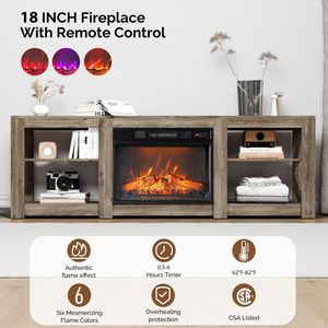 Mobiletto per Caminetto a Doppia Faccia da 70 Pollici in Grigio Lavato 177,8*34,5*60cm con Supporto TV da 23 Pollici - Product Image 5