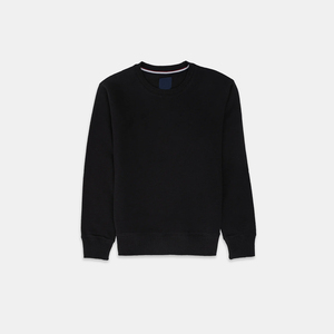 Sweat-shirt à col rond noir pour homme, coupe classique, manches longues, haut décontracté uni - Product Image 1