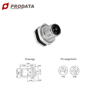 Conector Macho M12 de 4 Pines con Código T a Prueba de Agua para Dispositivos de Comunicación
