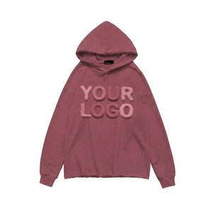 High Sales Custom Logo Men's <b>Pink</b> Hooded <b>Tracksuit</b> <b>Set</b> Full Sleeve Puff Print Streetwear Joggers With Side Pockets Autumn Wear - Product Image 4