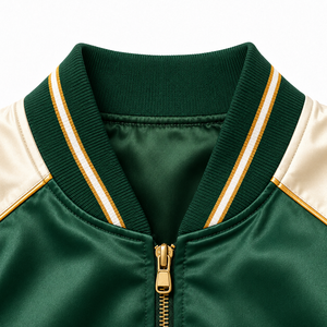 Chaqueta Varsity de Satén al por Mayor, Chaqueta Bomber con Logotipo Personalizado, Abrigo de Béisbol Unisex, Fabricante de Ropa de Marca Privada OEM ODM - Product Image 3