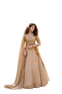 Lehenga Choli Moderno de Seda Crujiente con Lentejuelas y Bordado de Hilo, de Secado Rápido, para Bodas, Incluye Dupatta - Product Image 3